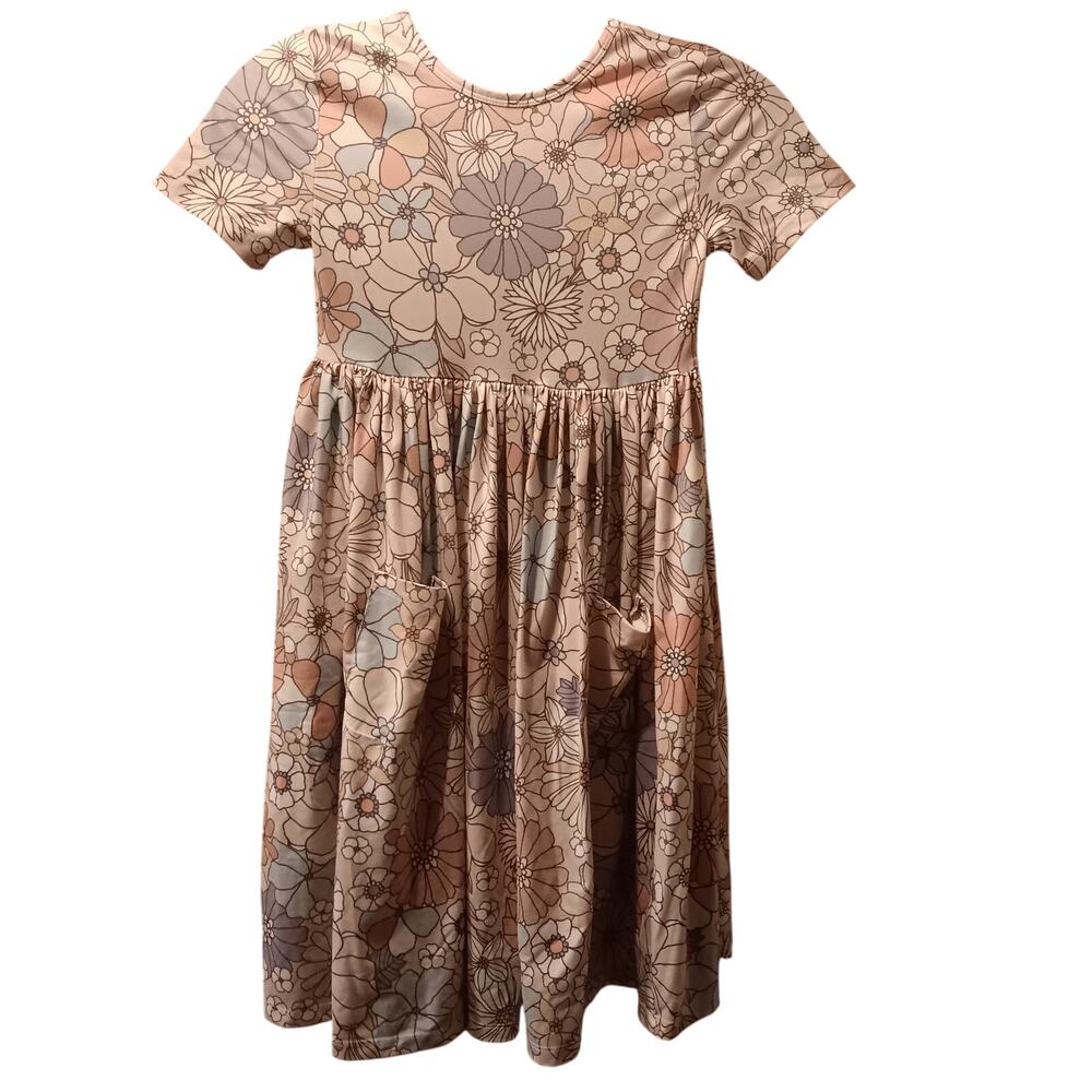 Mila & Rose Dress Size 7-8 Floral Pink Blue Lavendar Pockets Short Sleeve CUTE!